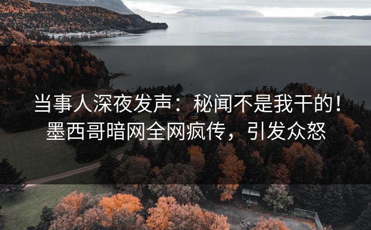 当事人深夜发声：秘闻不是我干的！墨西哥暗网全网疯传，引发众怒