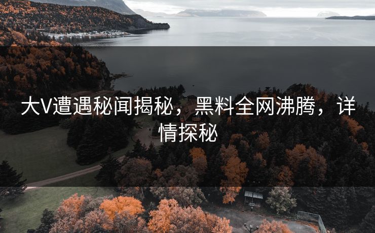 大V遭遇秘闻揭秘，黑料全网沸腾，详情探秘