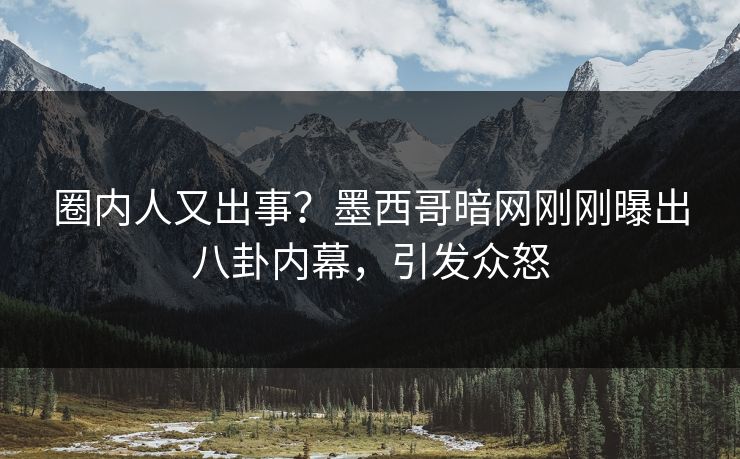 圈内人又出事？墨西哥暗网刚刚曝出八卦内幕，引发众怒