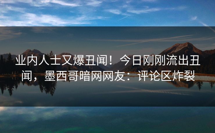 业内人士又爆丑闻！今日刚刚流出丑闻，墨西哥暗网网友：评论区炸裂